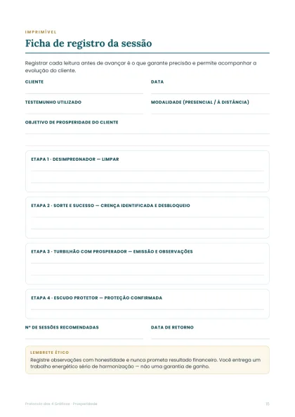 Ficha de registro da sessão